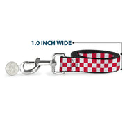 Dog Leash - Checker Crimson/White