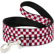 Dog Leash - Checker Crimson/White
