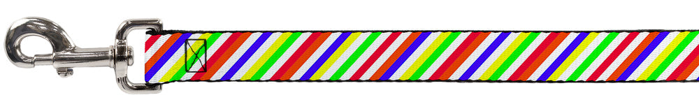 Dog Leash - Diagonal Stripes White/Multi Neon
