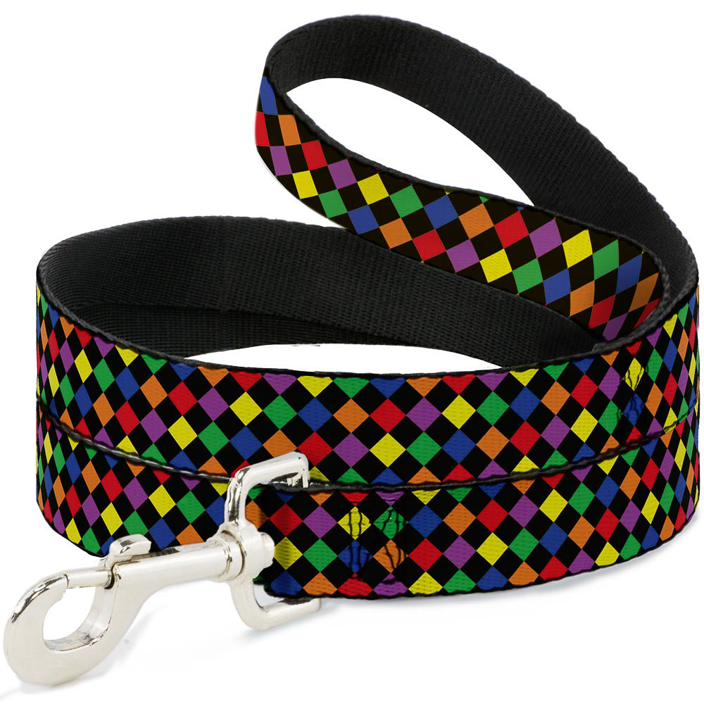 Dog Leash - Diamonds Black/Multi Neon