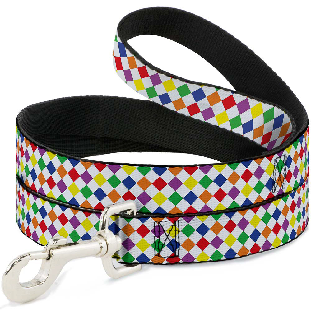 Dog Leash - Diamonds White/Multi Neon