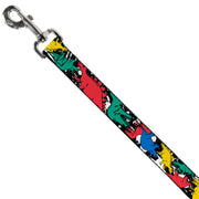 Dog Leash - Dinosaurs/Paint Splatter Black/White/Multi Color