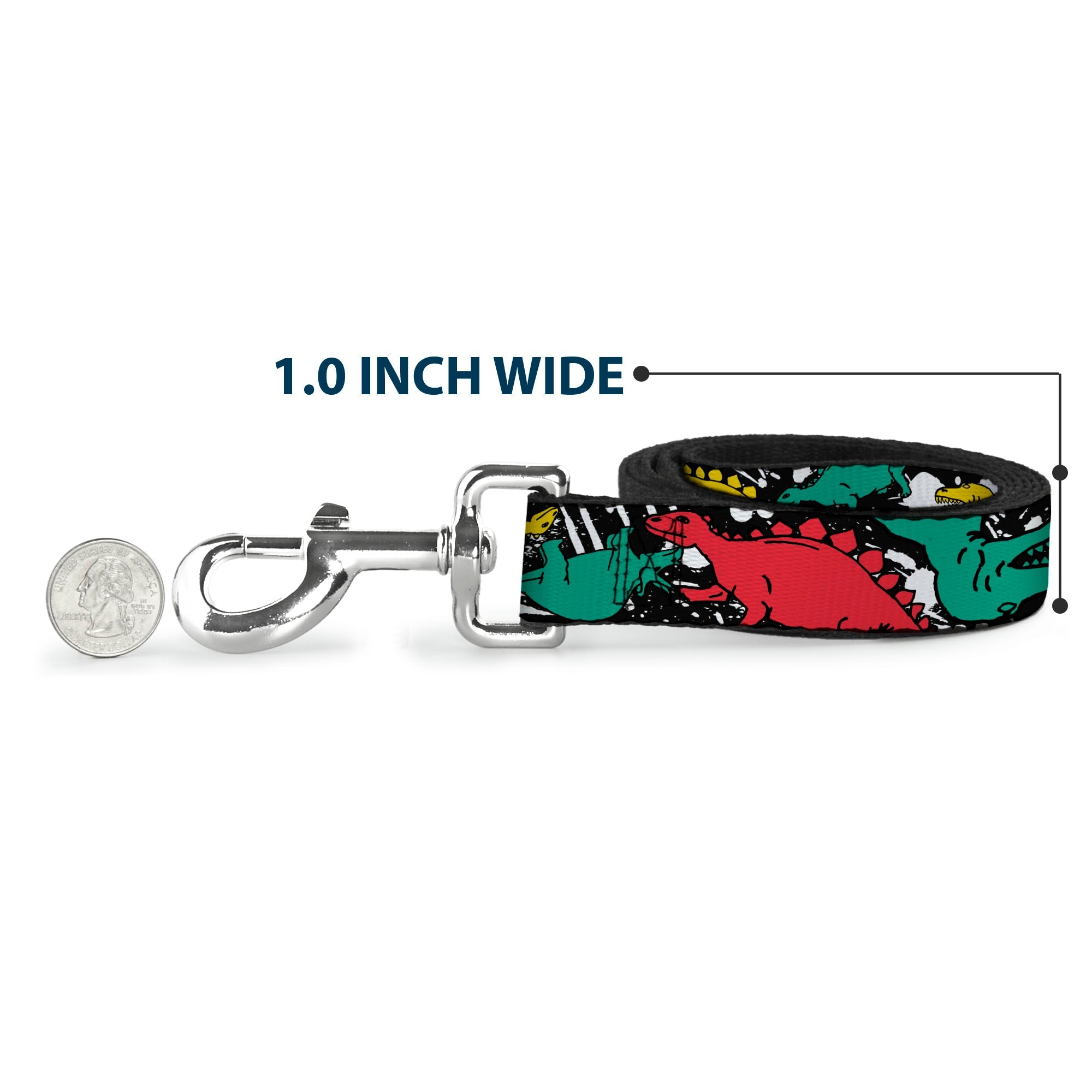 Dog Leash - Dinosaurs/Paint Splatter Black/White/Multi Color