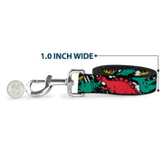 Dog Leash - Dinosaurs/Paint Splatter Black/White/Multi Color