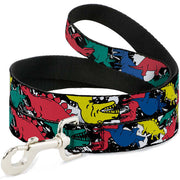 Dog Leash - Dinosaurs/Paint Splatter Black/White/Multi Color
