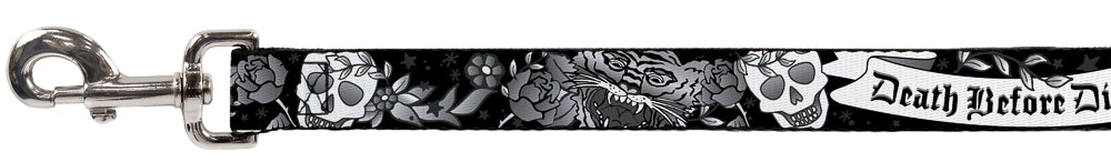 Dog Leash - Death Before Dishonor Black/White