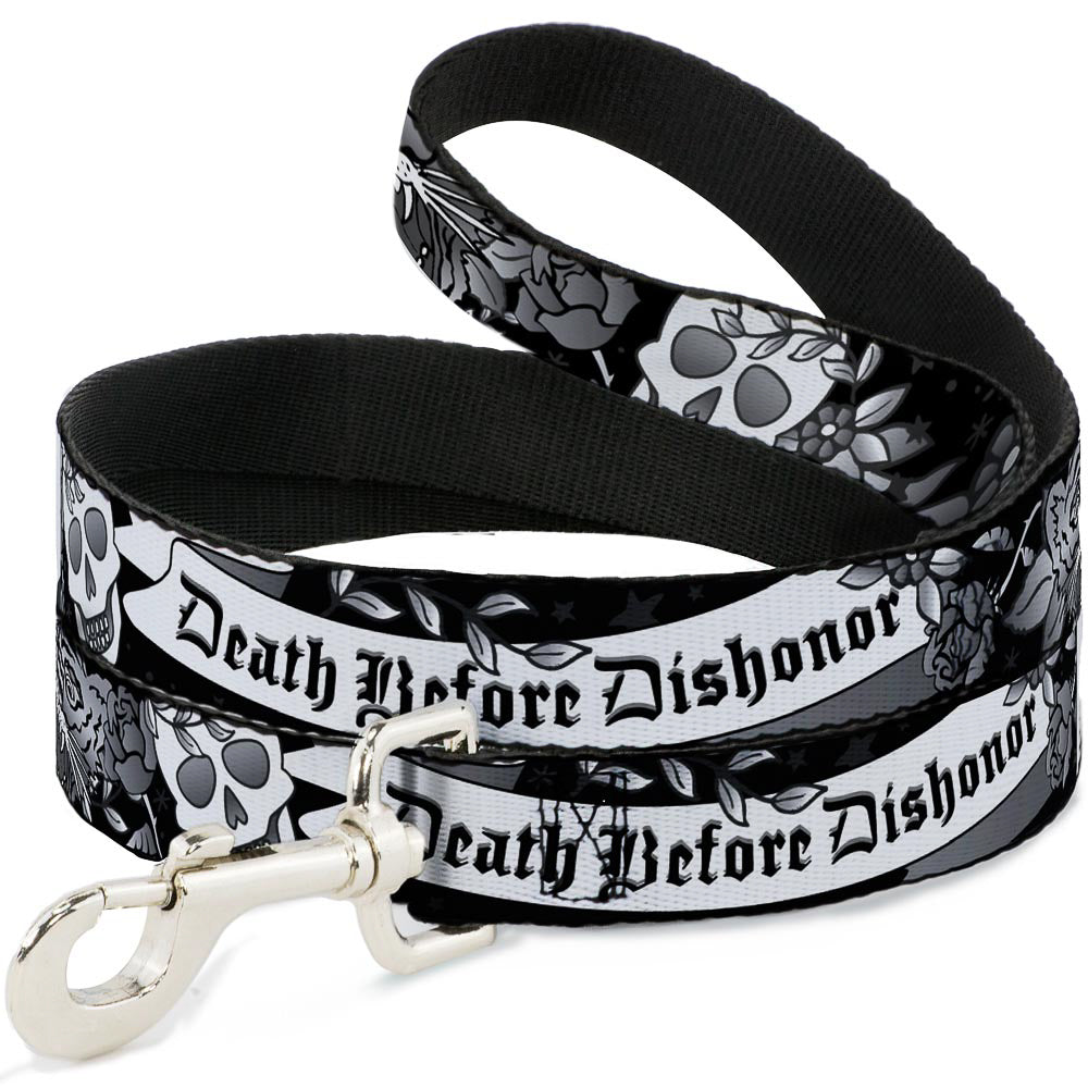 Dog Leash - Death Before Dishonor Black/White