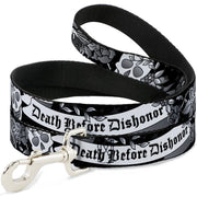 Dog Leash - Death Before Dishonor Black/White