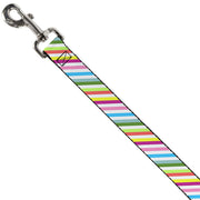 Dog Leash - Diagonal Stripes White/Multi Color