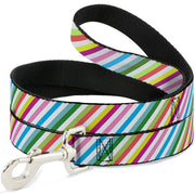 Dog Leash - Diagonal Stripes White/Multi Color