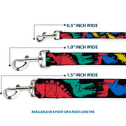 Dog Leash - Dinosaurs Black/Multi Color
