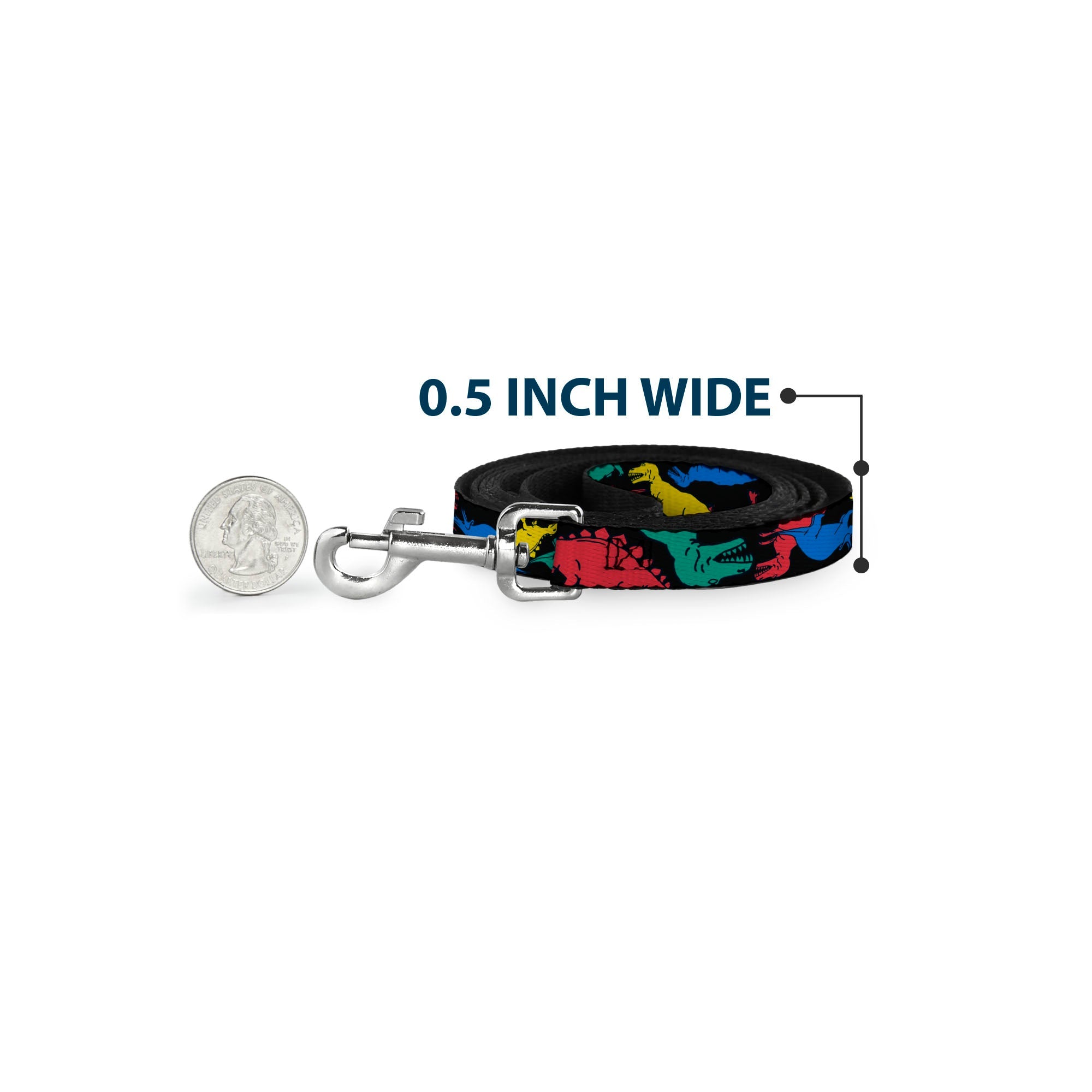 Dog Leash - Dinosaurs Black/Multi Color