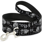 Dog Leash - DJ Skulls Black/Gray