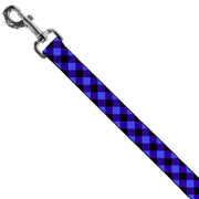 Dog Leash - Diagonal Buffalo Plaid Black/Blue