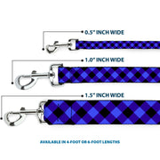 Dog Leash - Diagonal Buffalo Plaid Black/Blue