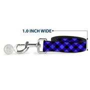 Dog Leash - Diagonal Buffalo Plaid Black/Blue