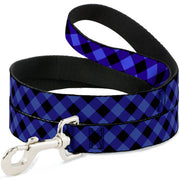 Dog Leash - Diagonal Buffalo Plaid Black/Blue