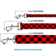 Dog Leash - Diagonal Buffalo Plaid Black/Red