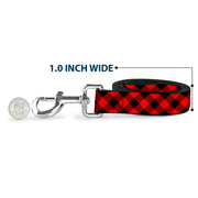 Dog Leash - Diagonal Buffalo Plaid Black/Red