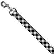 Dog Leash - Diagonal Buffalo Plaid Black/White