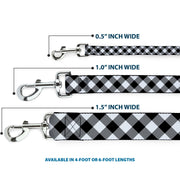 Dog Leash - Diagonal Buffalo Plaid Black/White