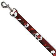 Dog Leash - DJ Skulls Up/Down Black/Red