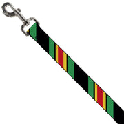 Dog Leash - Diagonal Stripes Black/Green/Yellow/Red