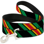 Dog Leash - Diagonal Stripes Black/Green/Yellow/Red