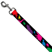 Dog Leash - Dinosaur Silhouette Black/Multi Color