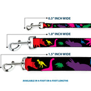 Dog Leash - Dinosaur Silhouette Black/Multi Color