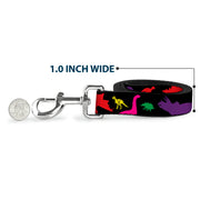 Dog Leash - Dinosaur Silhouette Black/Multi Color
