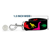 Dog Leash - Dinosaur Silhouette Black/Multi Color