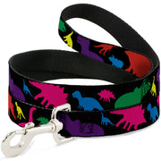 Dog Leash - Dinosaur Silhouette Black/Multi Color