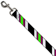 Dog Leash - Diagonal Stripes Black/White/Pink/Green