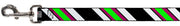 Dog Leash - Diagonal Stripes Black/White/Pink/Green