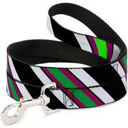 Dog Leash - Diagonal Stripes Black/White/Pink/Green
