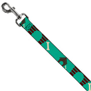 Dog Leash - Dog House & Bone Turquoise/Brown