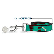 Dog Leash - Dog House & Bone Turquoise/Brown