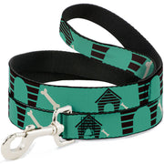 Dog Leash - Dog House & Bone Turquoise/Brown