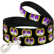 Dog Leash - Dopey Eyes Black/Yellow/Purple