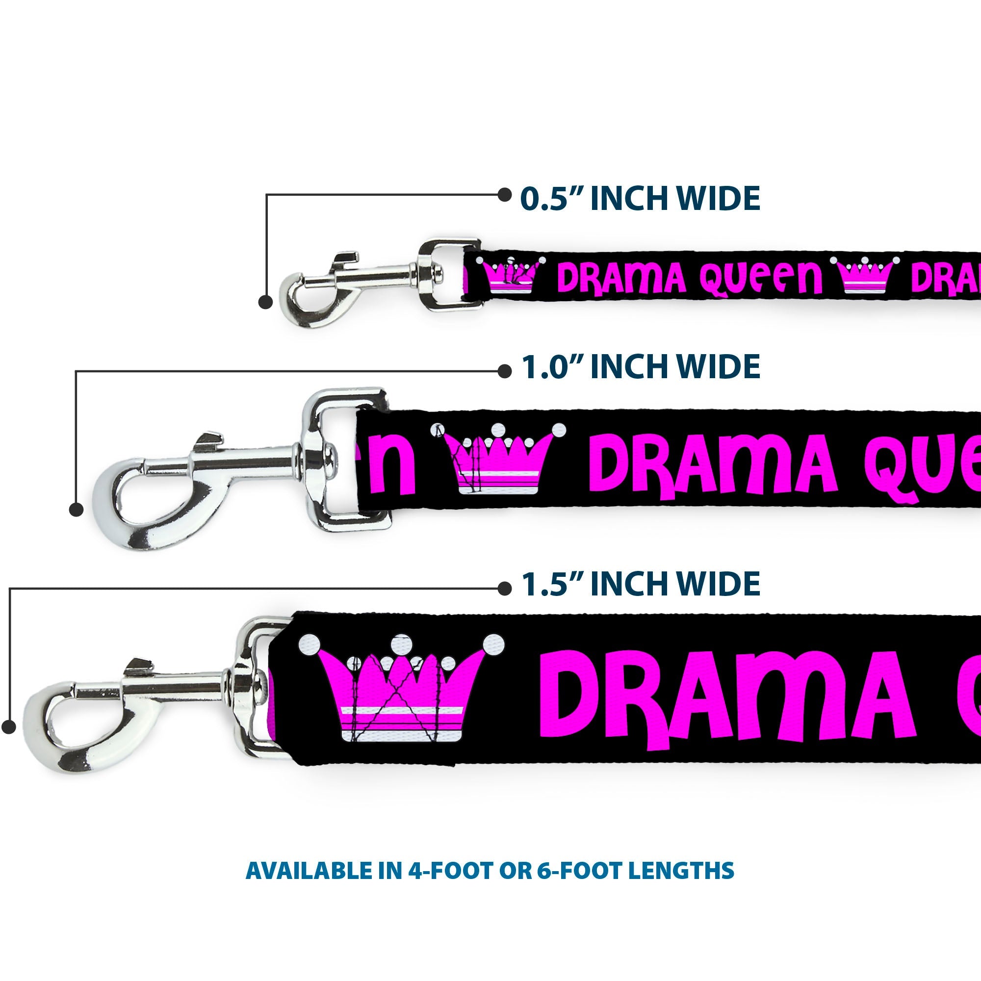 Dog Leash - DRAMA QUEEN Black/Fuchsia