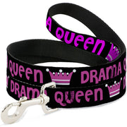 Dog Leash - DRAMA QUEEN Black/Fuchsia