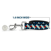 Dog Leash - Diamond Plaid Blues/Khaki/Red