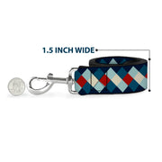 Dog Leash - Diamond Plaid Blues/Khaki/Red