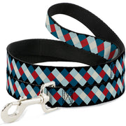 Dog Leash - Diamond Plaid Blues/Khaki/Red