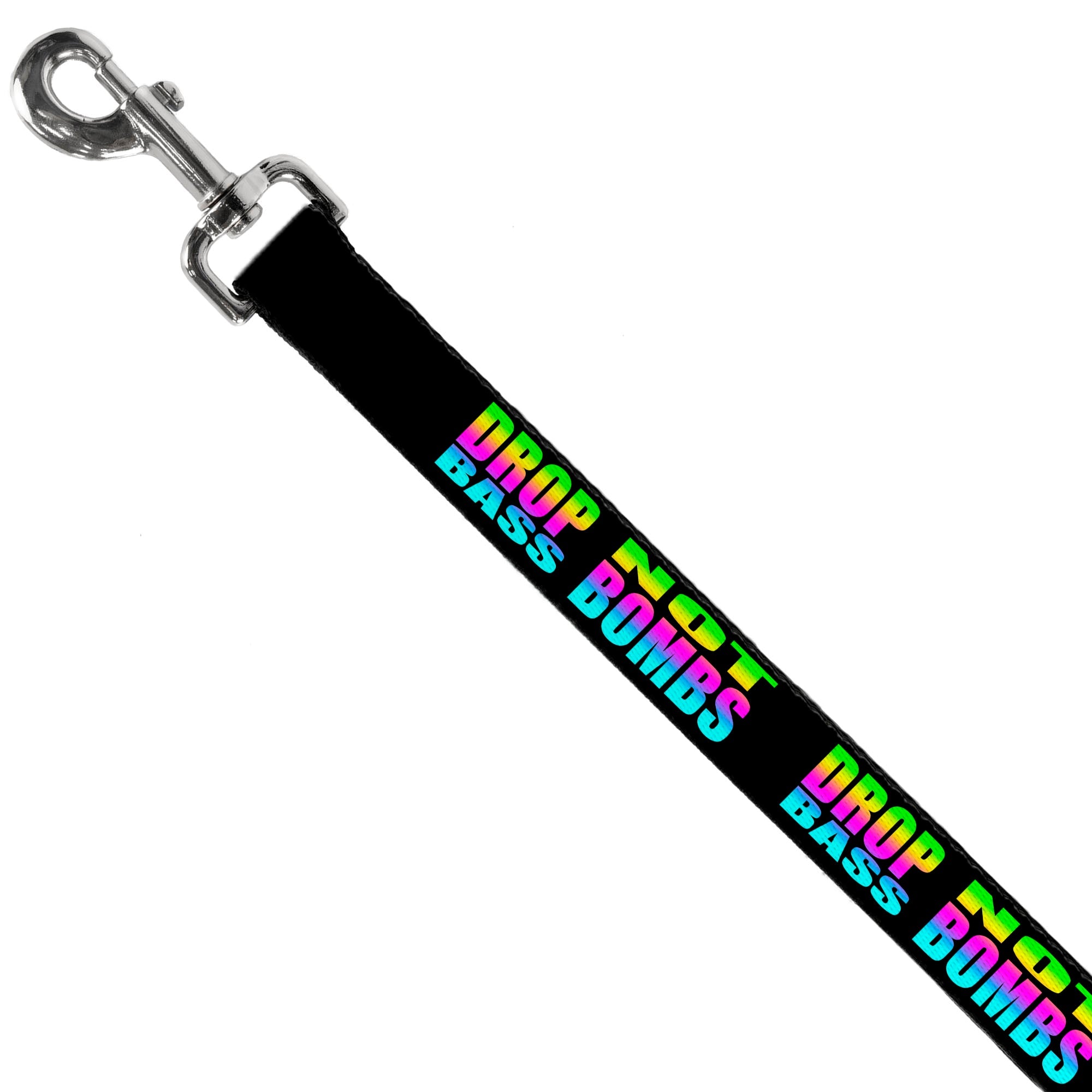 Dog Leash - DROP BASS NOT BOMBS Black/Rainbow