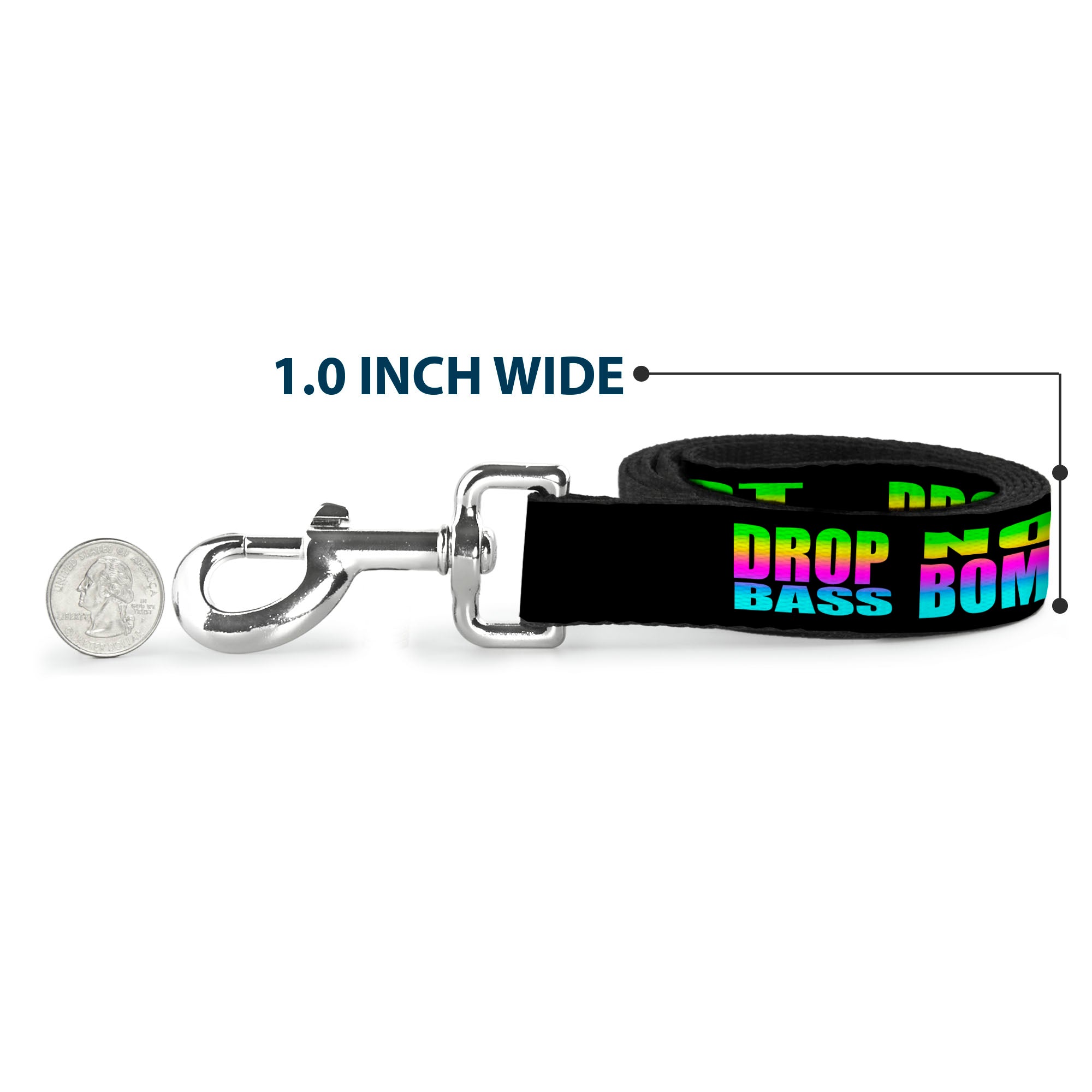 Dog Leash - DROP BASS NOT BOMBS Black/Rainbow