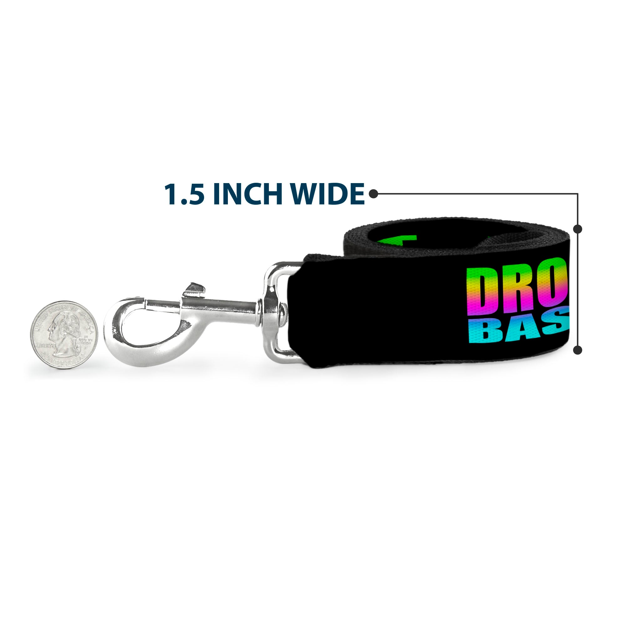 Dog Leash - DROP BASS NOT BOMBS Black/Rainbow