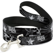 Dog Leash - Die Hard Skulls & Stars1 Black/Grays