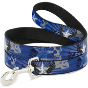 Dog Leash - Die Hard Skulls & Stars1 Blue/Grays